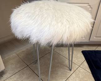 BirdRock Home Faux Fur Foot Stool Ottoman with Hair Pin Legs