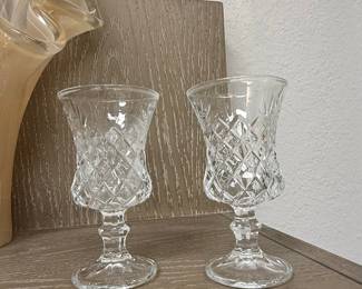 Vintage Diamond Cut Crystal Footed Goblets