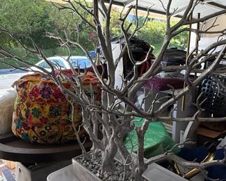 Silver Manzanita Tree Sculpture in Rectangular Planter
