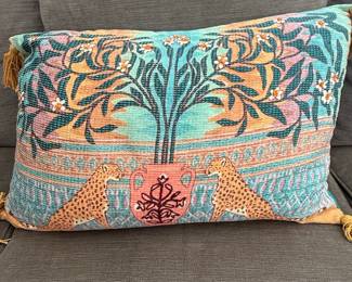 Decorative Throw Pillow with Cheetah and Tree of Life Motif