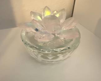 Sagebrook Home Crystal Lotus Flower Trinket Box