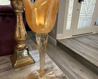 Murano Style Art Glass Vase Peach