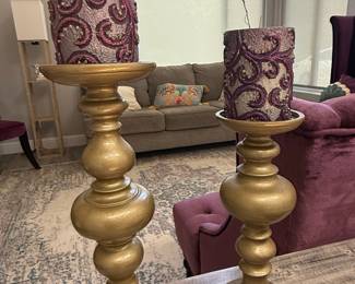 Decorative Pillar Candle Holders with Embellished Candles
