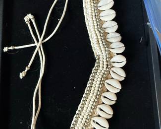 Cowrie Shell and Beaded Choker Necklace