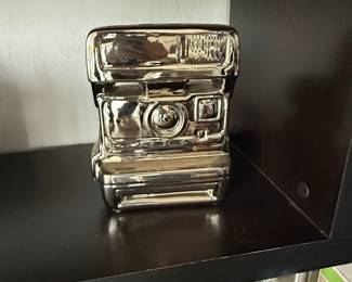Silver Ceramic Camera Piggy Bank