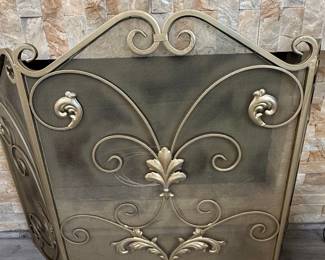 Ornate Scrollwork Wrought Iron Fireplace Screen
