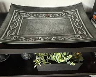 Decorative Glass Tray with Ornate Border