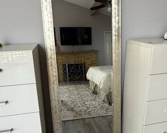 Distressed Silver Leaner Mirror