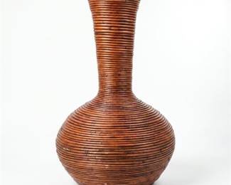 Coiled Pencil Reed Bottle-Form Floor Vase