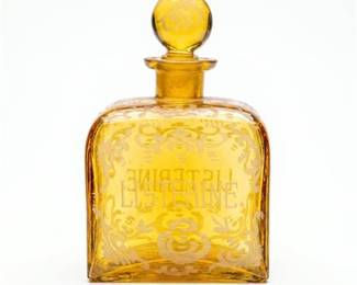 Etched Amber Glass Listerine Apothecary Bottle