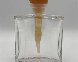 Clear Glass Perfume Bottle with Amber Figural Stopper