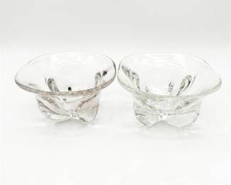 Pair of Modernist Lobed Clear Glass Bowls