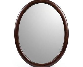 Oval Wall Mirror in Dark Stained Wood Frame