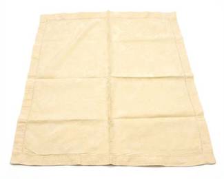 Cream Floral Damask Hemstitched Tea Cloth