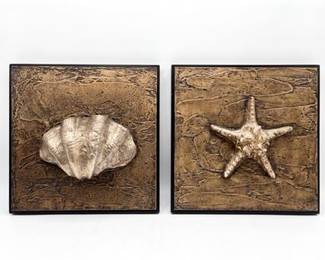 Bombay Company Clam Shell and Starfish Wall Reliefs
