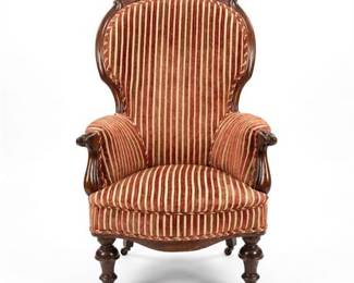 Victorian Mahogany Spoon-Back Parlor Armchair