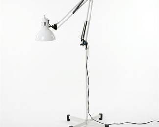 White Architect-Style Swing-Arm Floor Lamp