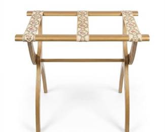 Gilt Wood Folding Luggage Rack with Tapestry Straps