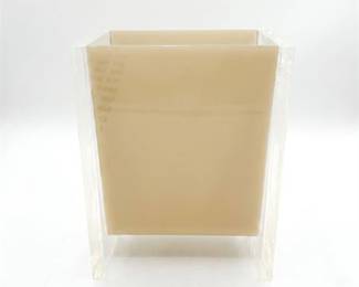 Mid-Century Lucite Magazine Rack with Cream Sling