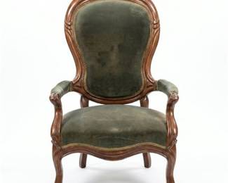 Pair of Victorian Style Carved Parlor Armchairs