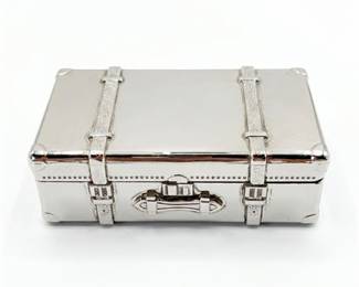 Silver-Tone Figural Suitcase Trinket Box