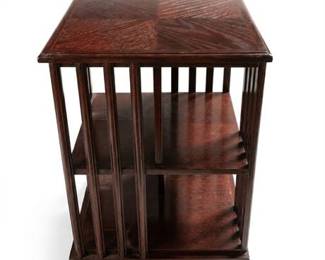 Two-Tier Revolving Bookcase with Slatted Sides
