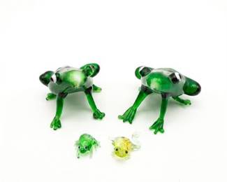 Lampwork Glass Frog and Lizard Miniature Figurines