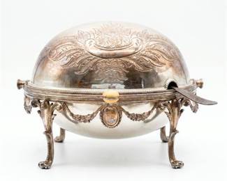 Victorian Silver Plate Revolving Dome Breakfast Dish