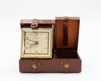 Sheffield West German Travel Alarm Clock in Leather Case