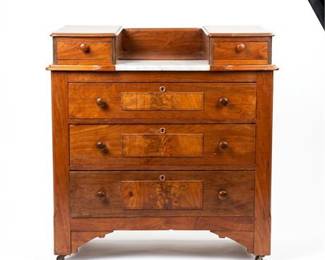 Victorian Walnut Dresser with Marble Insert and Glove Boxes