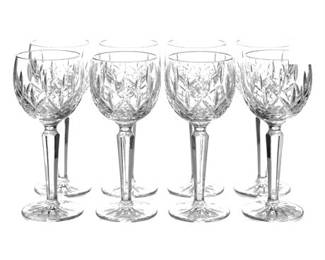 Set of Eight Cut Crystal Hock Wine Glasses