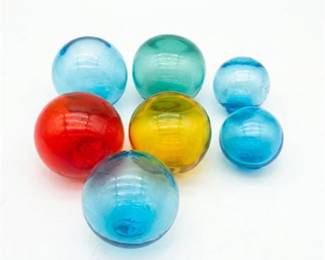 Group of Hand-Blown Colored Glass Fishing Floats