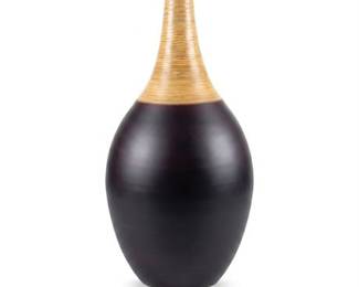 Spun Bamboo Teardrop Floor Vase in Aubergine