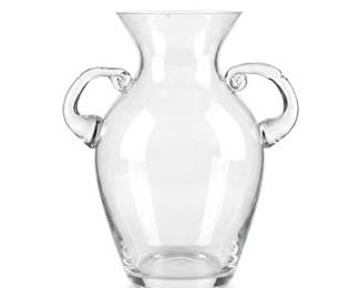 Twin-Handled Clear Glass Amphora Vase