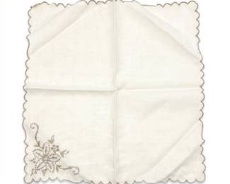 Set of Ivory Linen Cutwork Embroidered Napkins