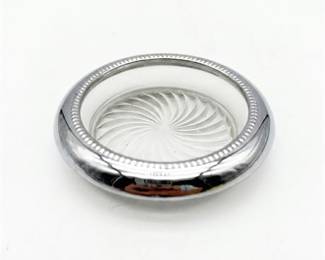 Silver-Tone and Glass Round Coaster
