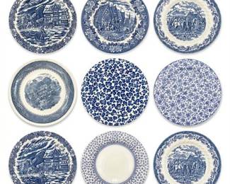 Blue & White Transferware Plates: Spode, Currier & Ives