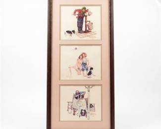 Three Norman Rockwell Prints Framed as a Triptych