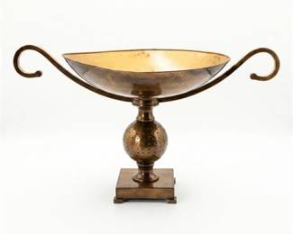 Brass Footed Tazza with Scrolled Handles