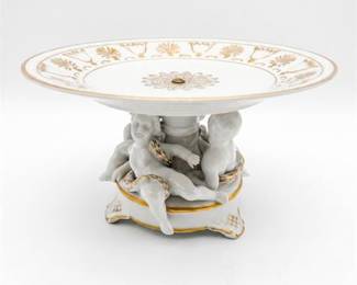 Porcelain Cherub Compote with Gilt Decoration