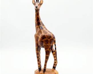 Hand-Carved Wooden African Giraffe Figurine