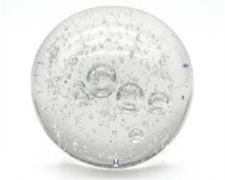 Clear Art Glass Sphere with Controlled Bubbles