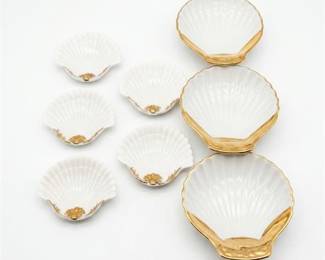 Royal Worcester and Gilt Porcelain Shell Dishes