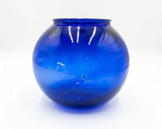 Cobalt Blue Glass Spherical Rose Bowl