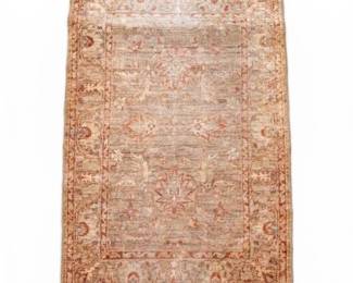 Hand-Knotted Wool Rug with Palmette Floral Design