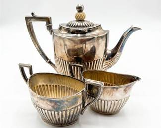 Wilhelm Binder German 800 Silver Three-Piece Tea Service
