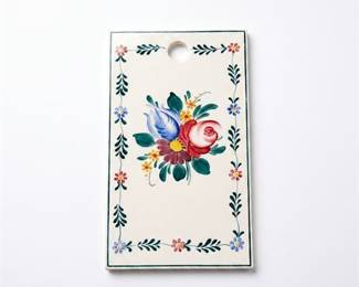 Hand-Painted Floral Ceramic Cheese Board