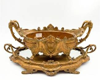 Louis XV Style Gilt Metal Jardinière on Mirror Plateau