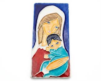 Creazioni Luciano Madonna and Child Ceramic Plaque