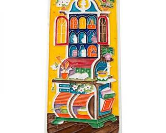 Tube-Lined Ceramic Wall Plaque with Kitchen Hutch